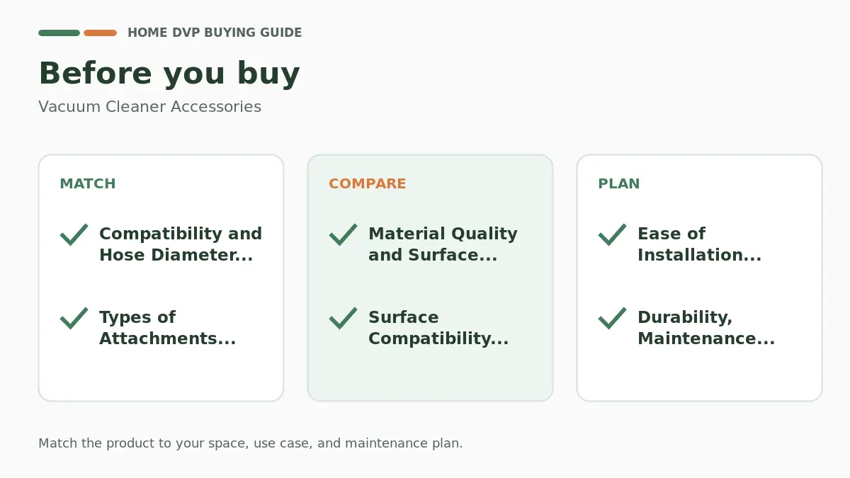 Vacuum Cleaner Accessories: Compatibility and Uses 2 Pre-purchase checklist for comparing Vacuum Cleaner Accessories