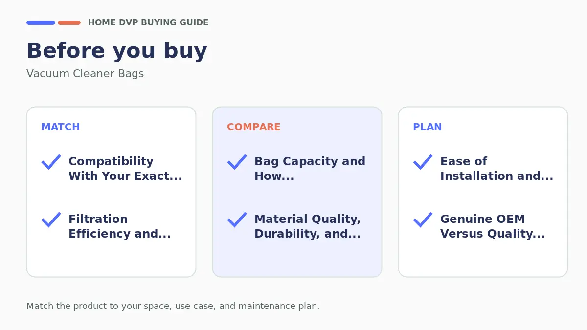 Vacuum Cleaner Bags: Types, Fit and Replacement Guide 2 Pre-purchase checklist for comparing Vacuum Cleaner Bags