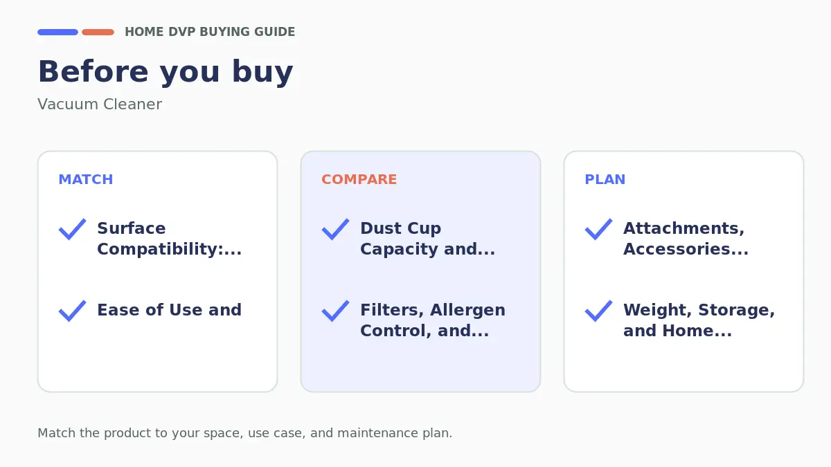 Pre-purchase checklist for comparing Vacuum Cleaner