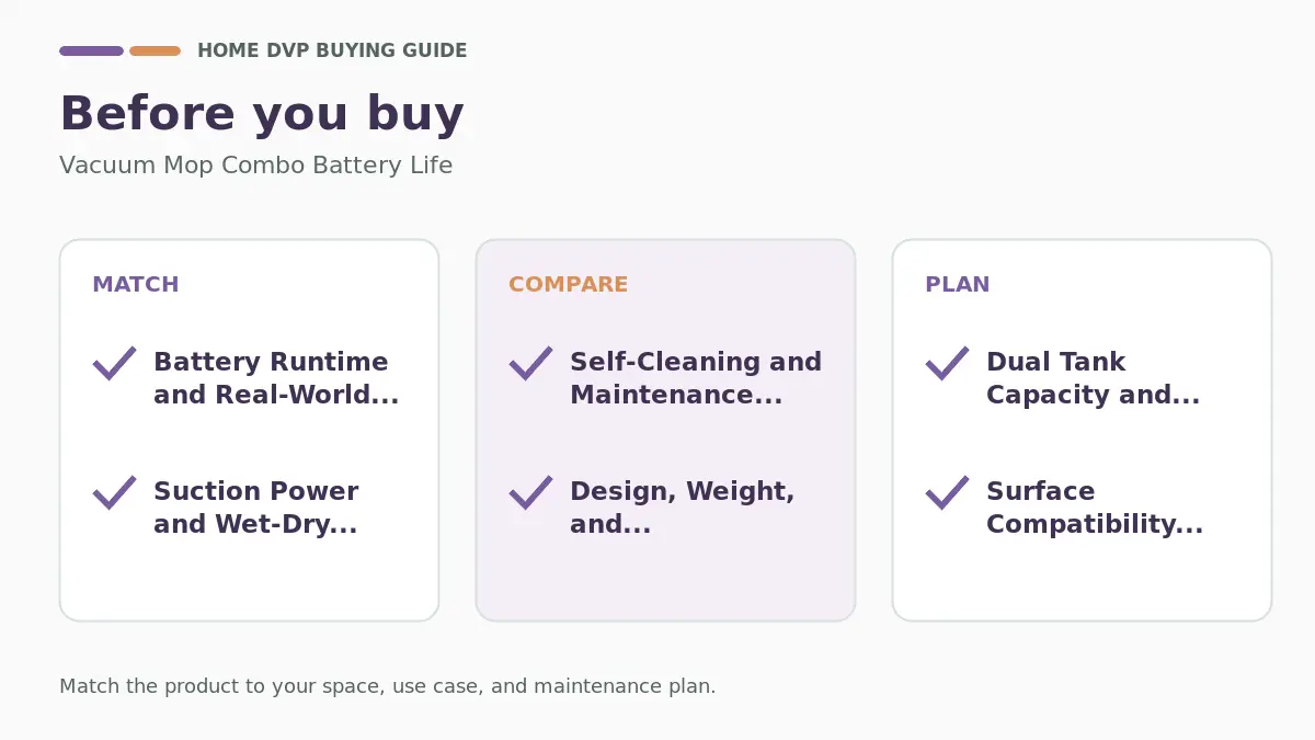 Vacuum Mop Combo Battery Life %year% 2 Pre-purchase checklist for comparing Vacuum Mop Combo Battery Life