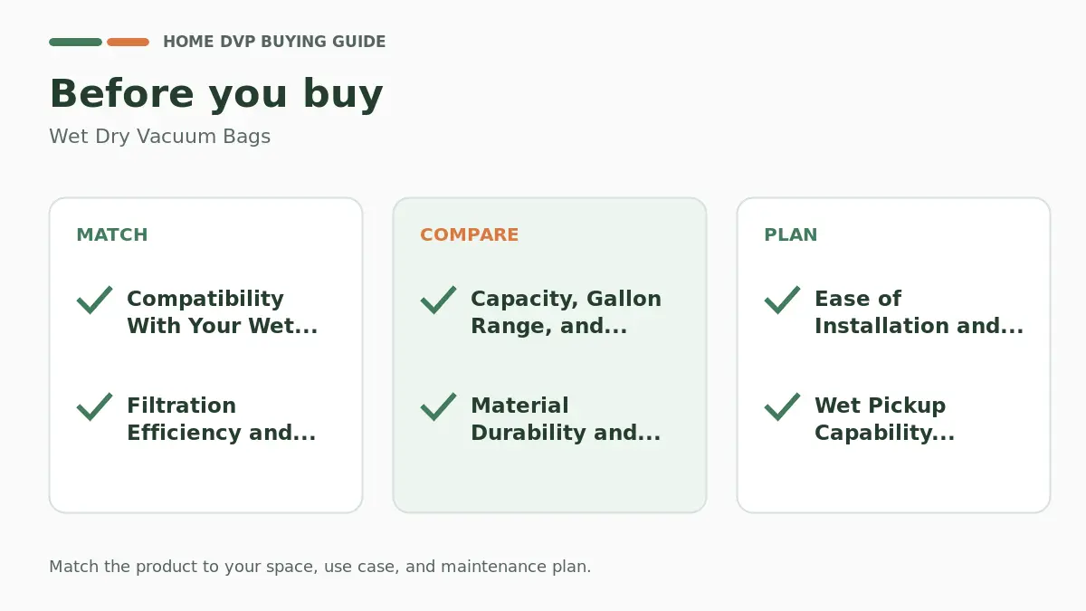 Pre-purchase checklist for comparing Wet Dry Vacuum Bags