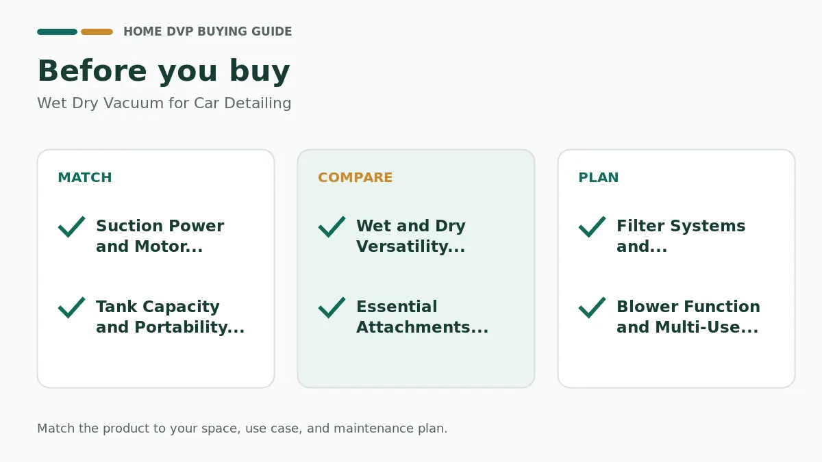 Wet Dry Vacuum For Car Detailing 2026 2 Pre-purchase checklist for comparing Wet Dry Vacuum for Car Detailing