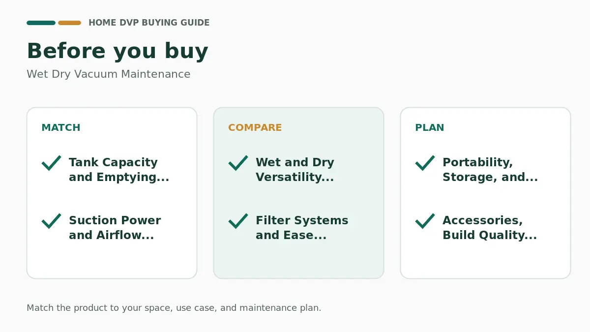 Pre-purchase checklist for comparing Wet Dry Vacuum Maintenance