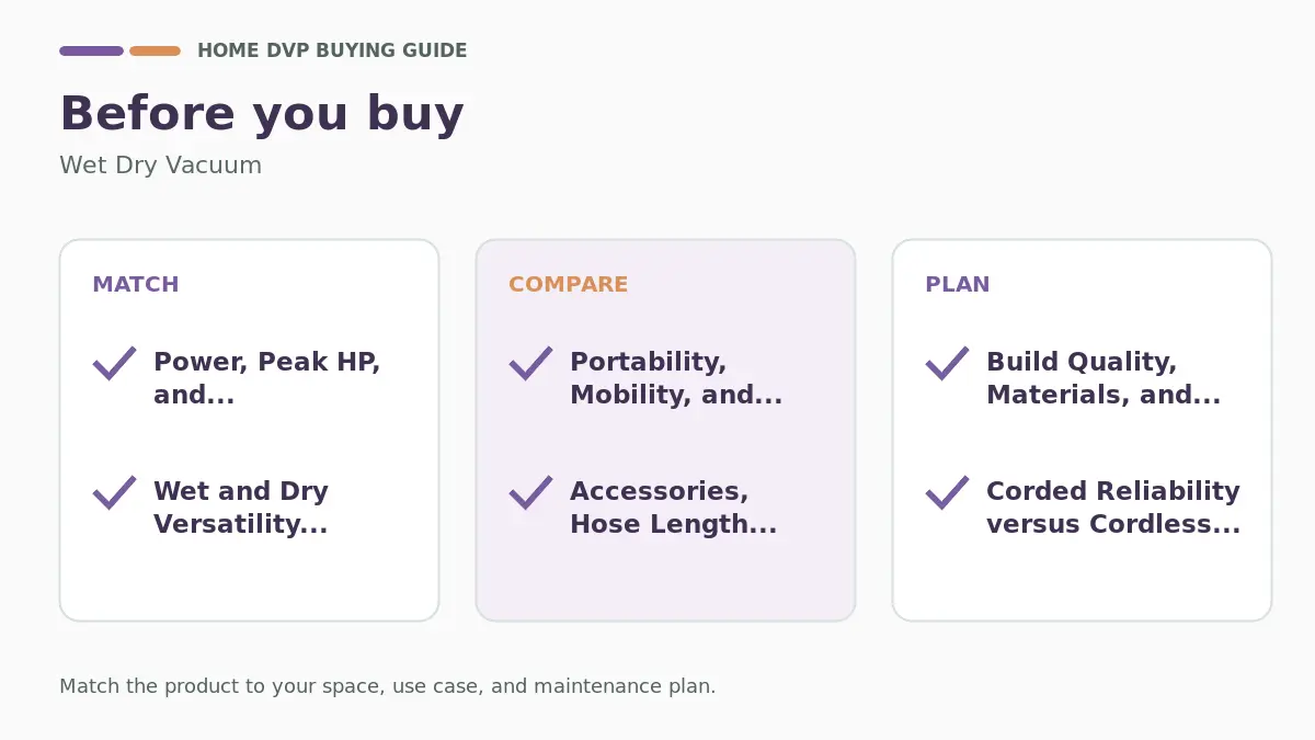 Pre-purchase checklist for comparing Wet Dry Vacuum
