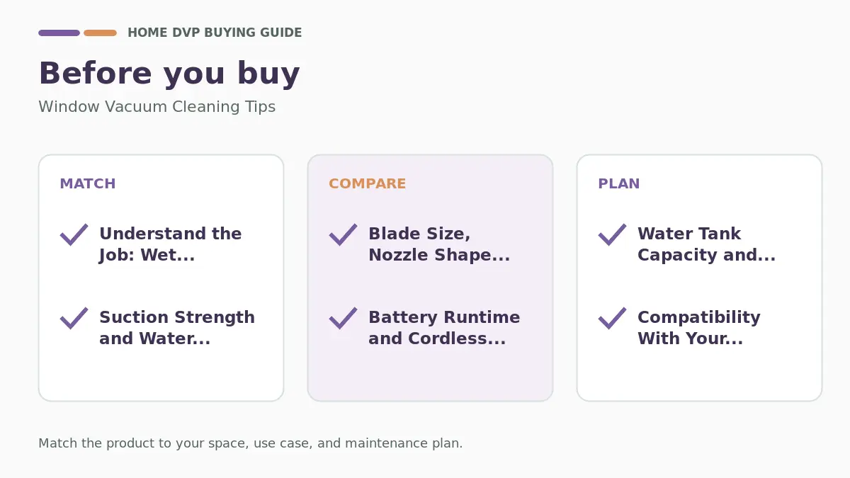 Pre-purchase checklist for comparing Window Vacuum Cleaning Tips