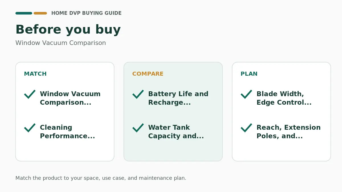 Pre-purchase checklist for comparing Window Vacuum Comparison