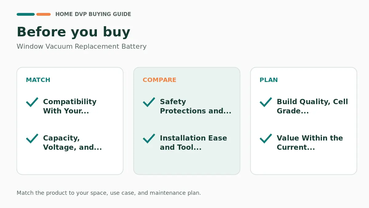 Window Vacuum Replacement Battery %year% 2 Pre-purchase checklist for comparing Window Vacuum Replacement Battery