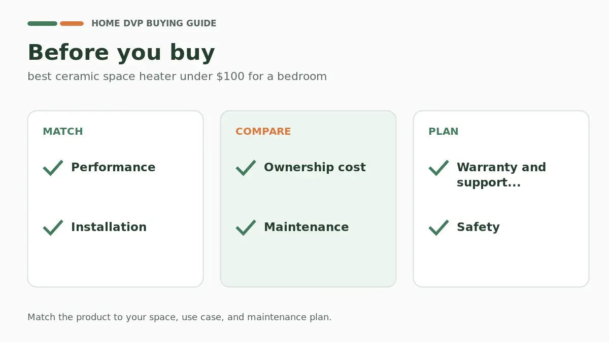 Best Ceramic Space Heater Under $100 for a Bedroom 2 Pre-purchase checklist for comparing best ceramic space heater under $100 for a bedroom