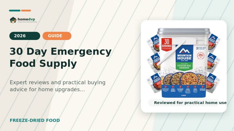 30 Day Emergency Food Supply designed thumbnail featuring Mountain House Emergency Meal Assortment Kits Review: Freeze-Dried Survival Food with...