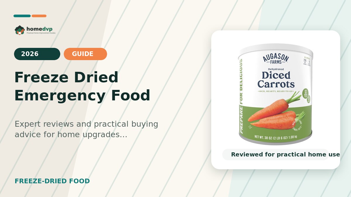 Freeze Dried Emergency Food designed thumbnail featuring Augason Farms Dehydrated Diced Carrots Review: 25-Year Shelf Life Emergency Food for...