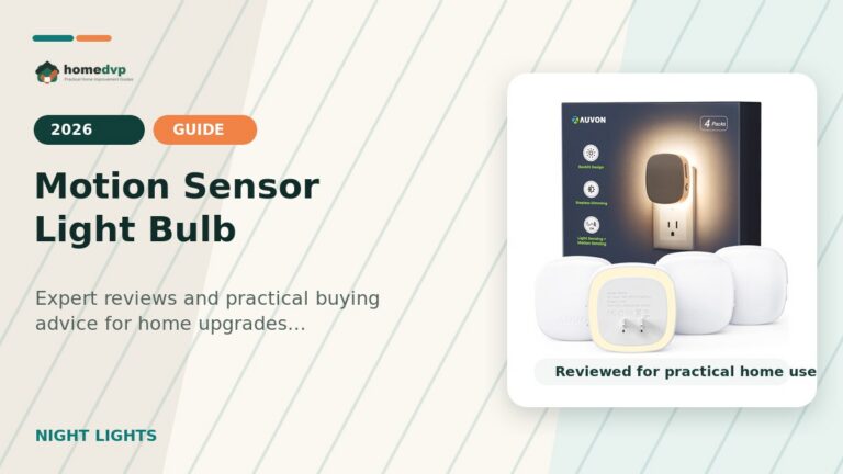 Motion Sensor Light Bulb designed thumbnail featuring AUVON Plug-in LED Backlit Night Light with Motion and Dusk-to-Dawn Sensor